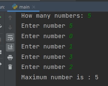 Python Program To Find Largest Of N Numbers Using For Loop