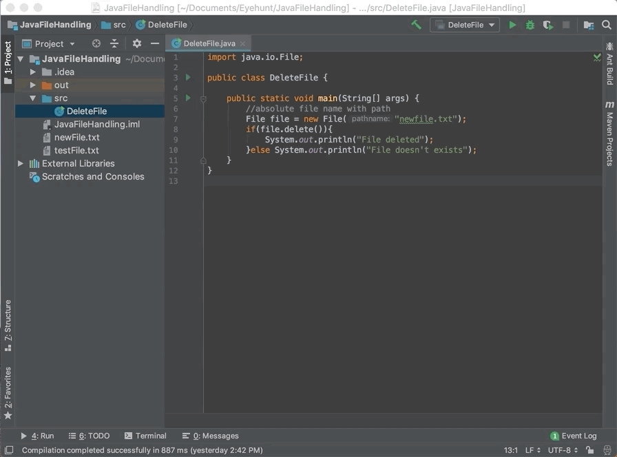 Java Delete File example