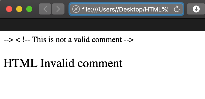 HTML Invalid Comments