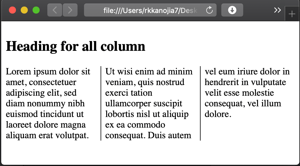 CSS column span output