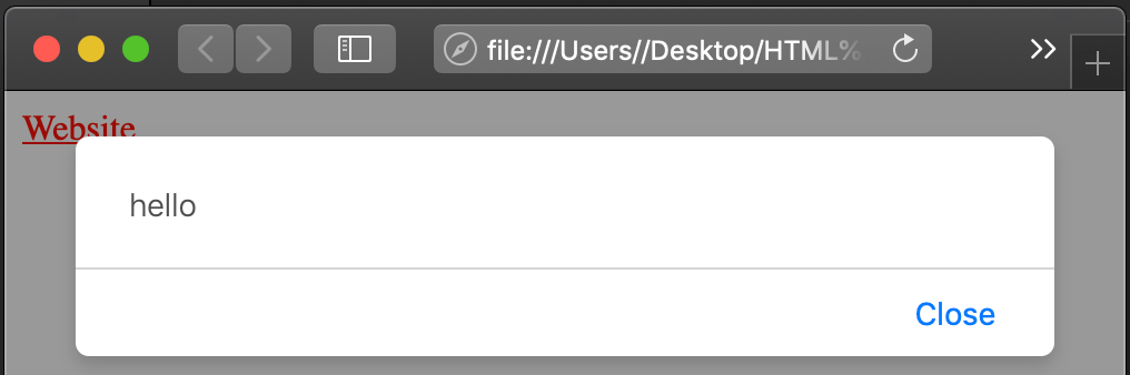 HTML a onclick output