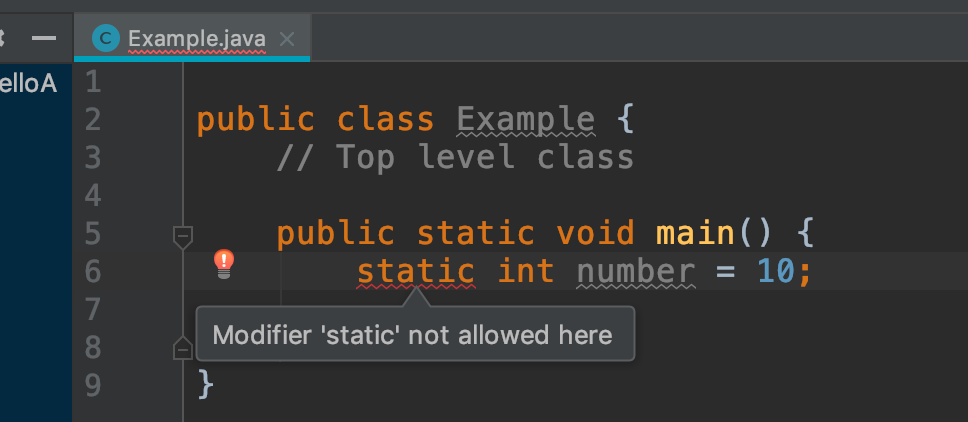 Static variable in method