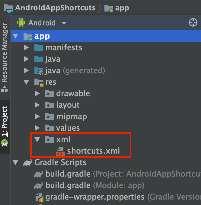 Create static and dynamic shortcuts android App
