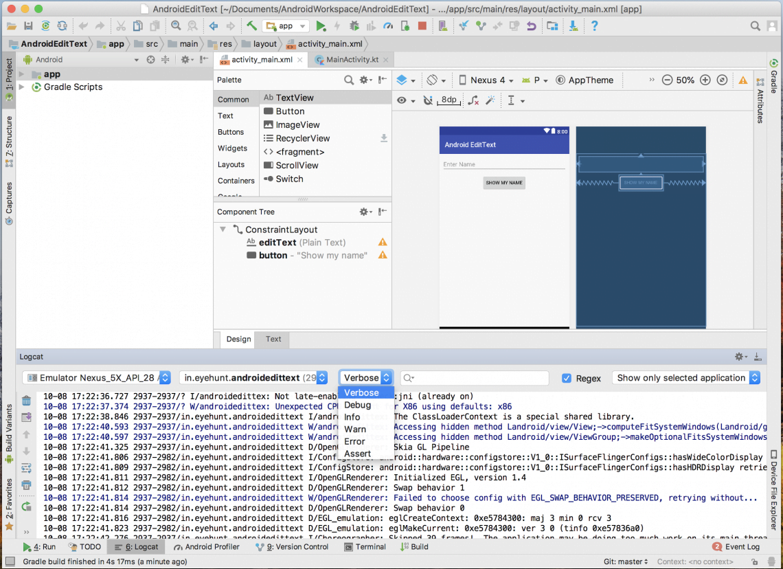 android studio logcat lots of messages