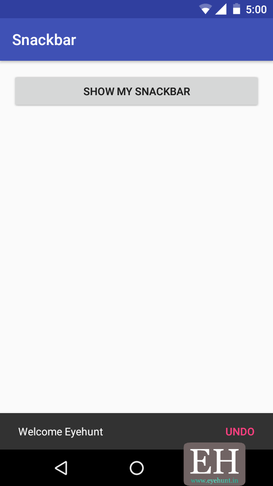 Snackbar Android widget example