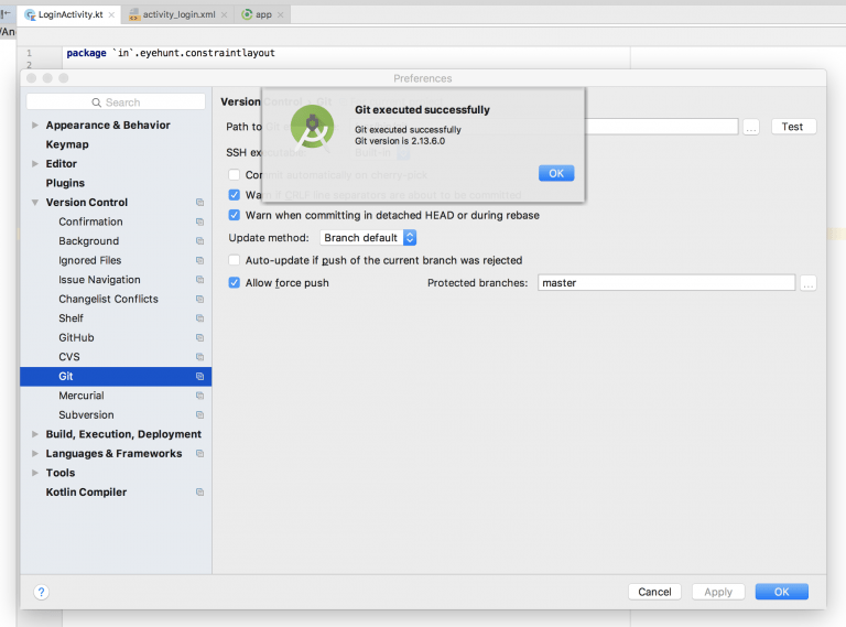 access git repository in android studio