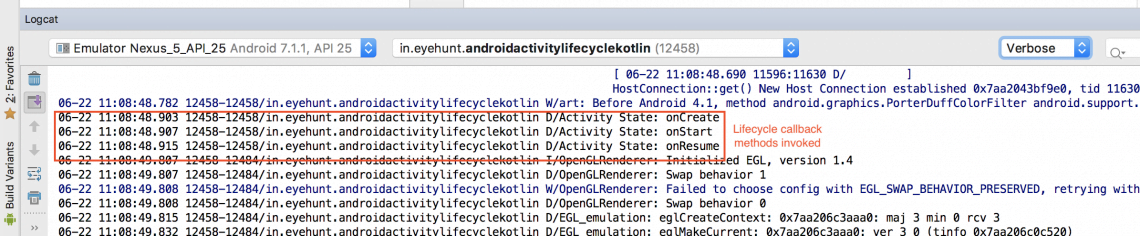 android studio logcat lifecycle library