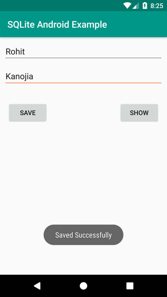 sqlite android example inserting data