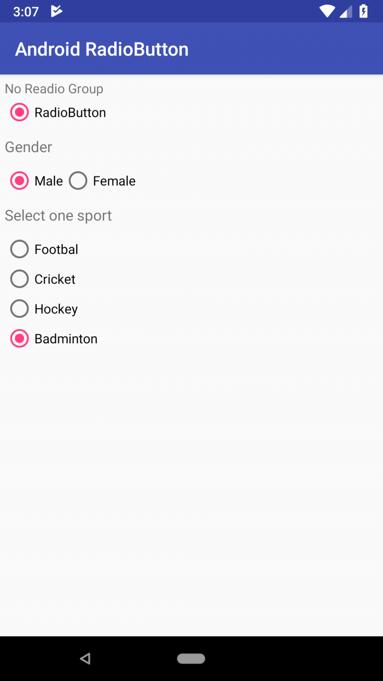 Radiogroup android studio назначение
