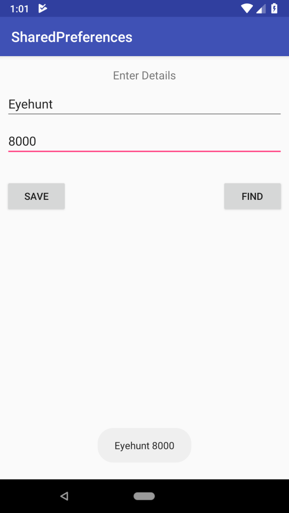 Android SharedPreferences Tutorial - Save Key Value data example in kotlin output