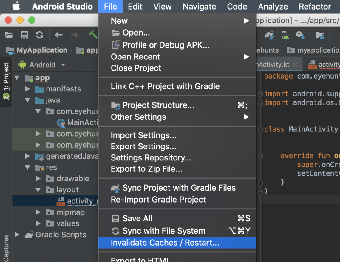 android studio update old project to work on newer version
