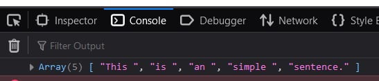 js split a sentence into words example