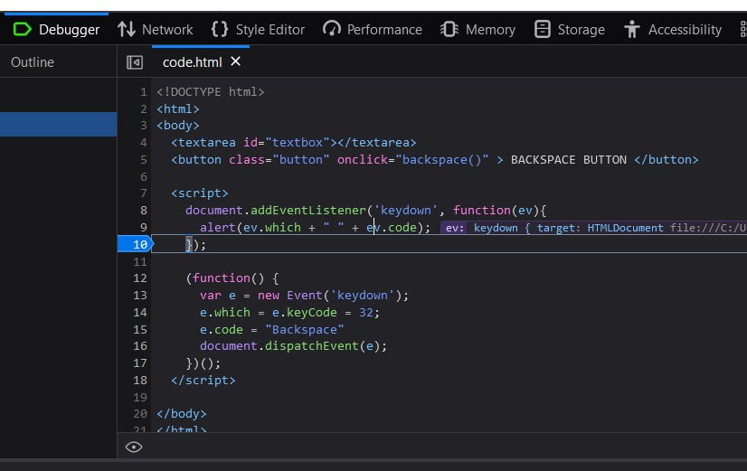 JavaScript Trigger Spacebar Execute JS Code After Pressing Code