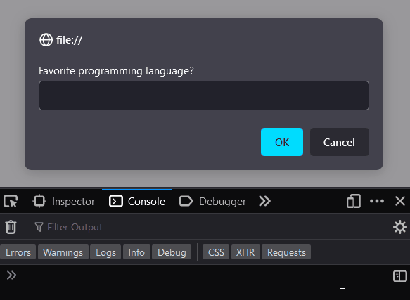 Javascript Prompt For Input Example Code