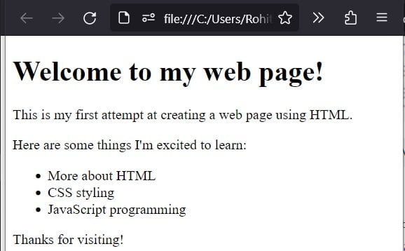 Create Simple Web Page Using HTML