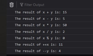 JavaScript Math Operators