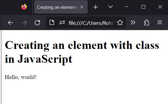 Js Create Html Element With Class