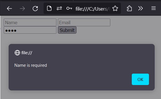 Validate Form Using JavaScript